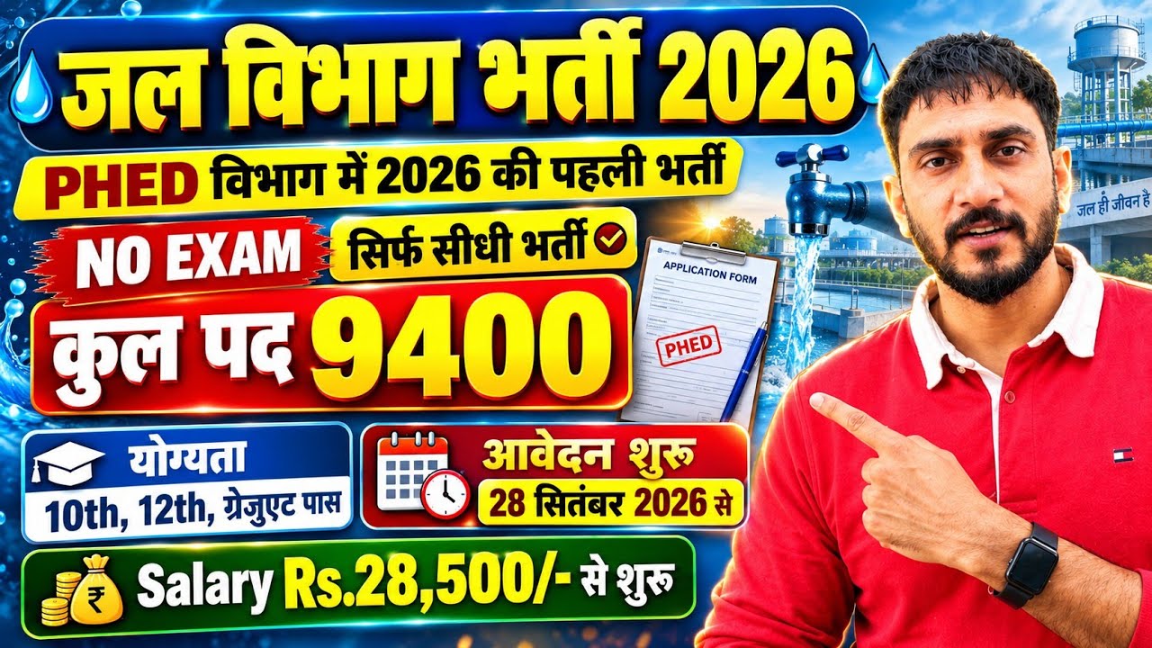 9400+ पद जल विभाग New Vacancy 2026 🥳| No Exam Sirf Seedhi Bharti 🔥| 10th 12th Graduate Pass 🔥