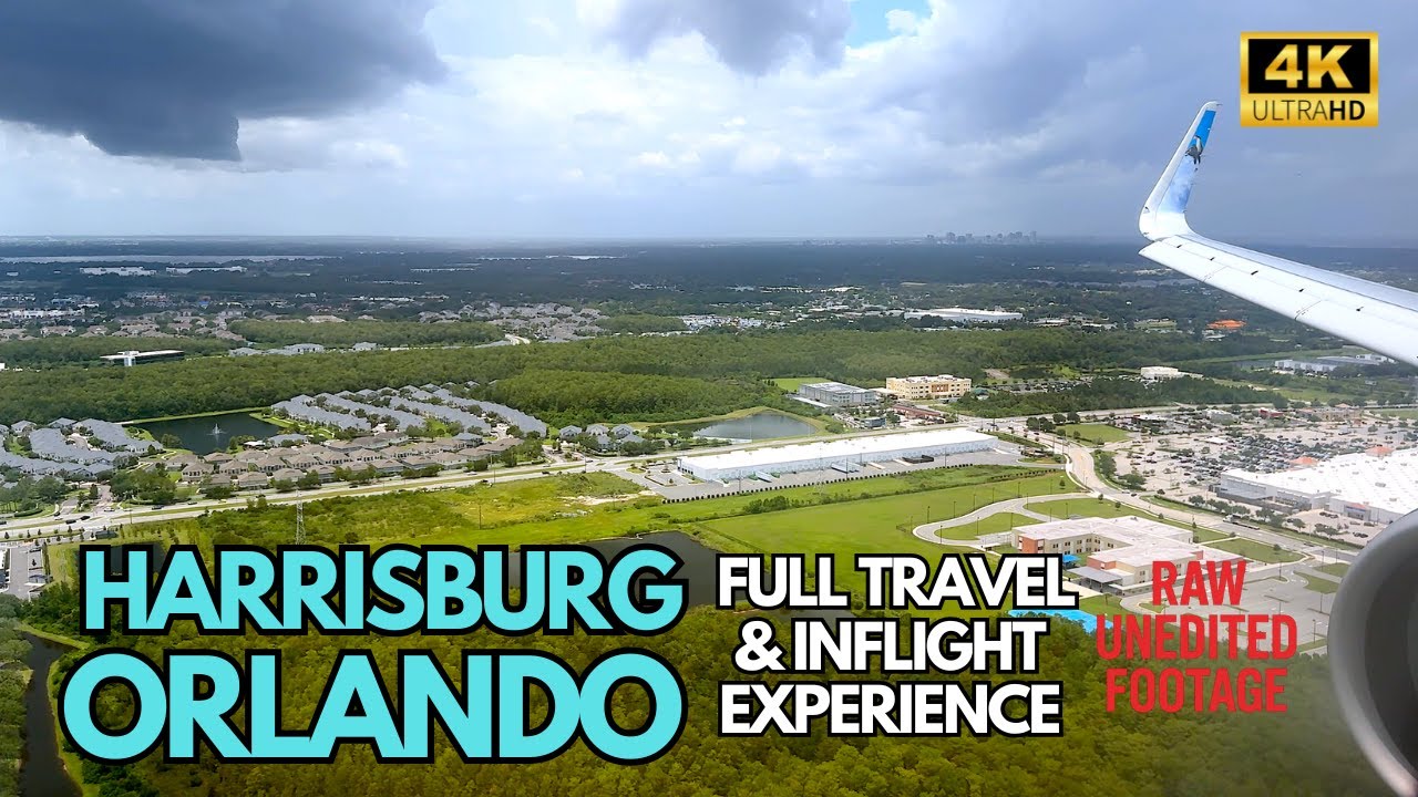 4K FULL FLIGHT VIDEO - UNEDITED RAW FOOTAGE - HARRISBURG TO ORLANDO - FULL TRAVEL EXPERIENCE