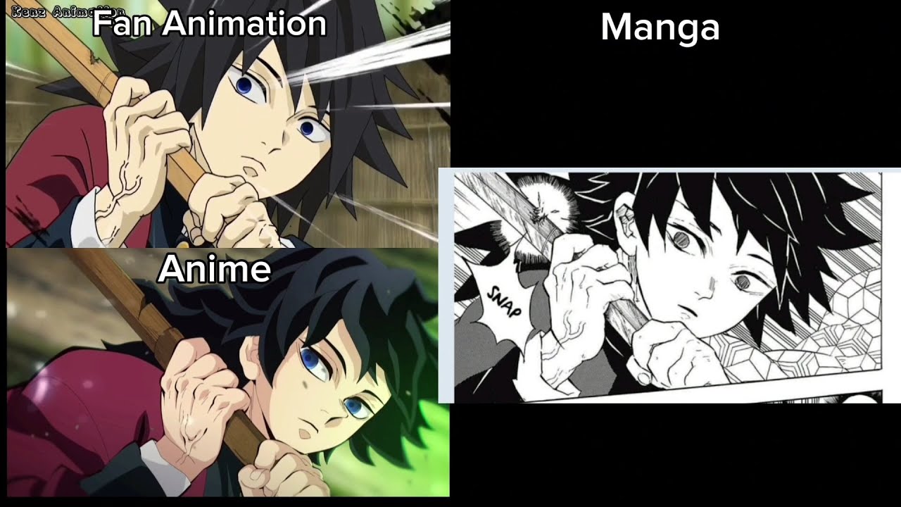 Giyu vs Sanemi|Anime,Fan animation and Manga comparison [Demon slayer season 4 hashira training arc]