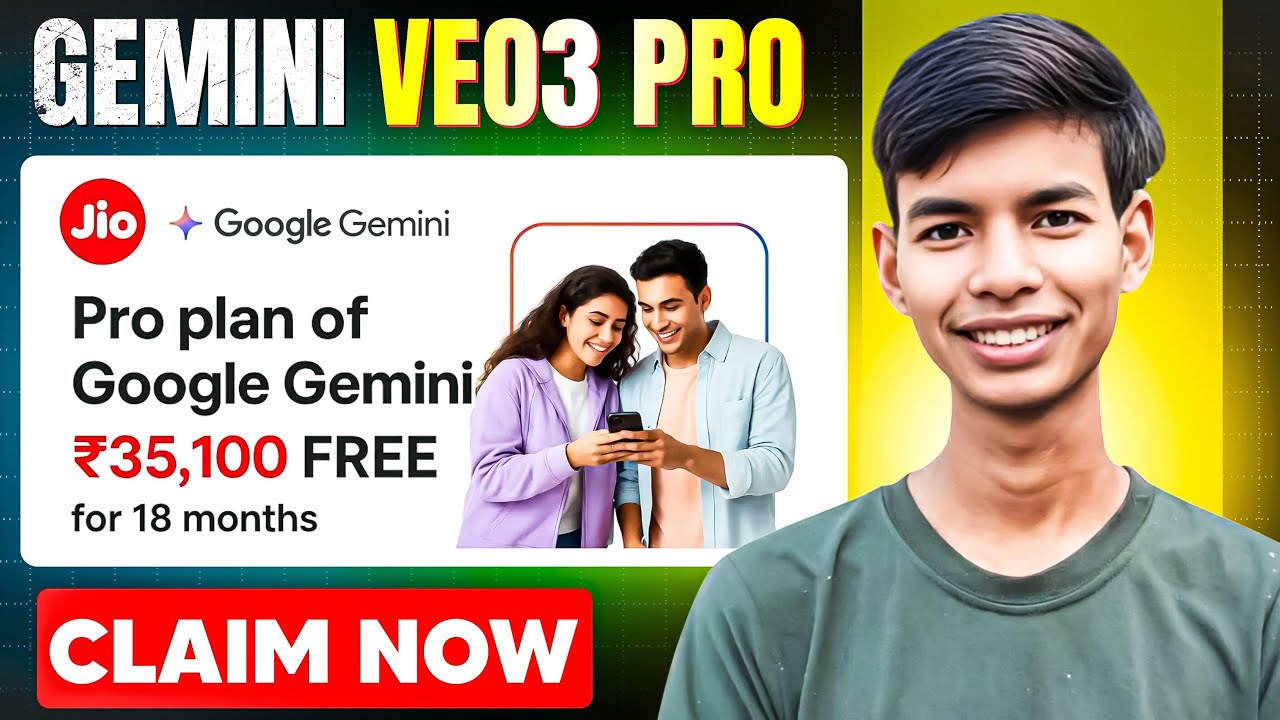 JIO Gemini Pro FREE | Gemini + Veo 3 Pro FREE for Jio Users | Full Guide