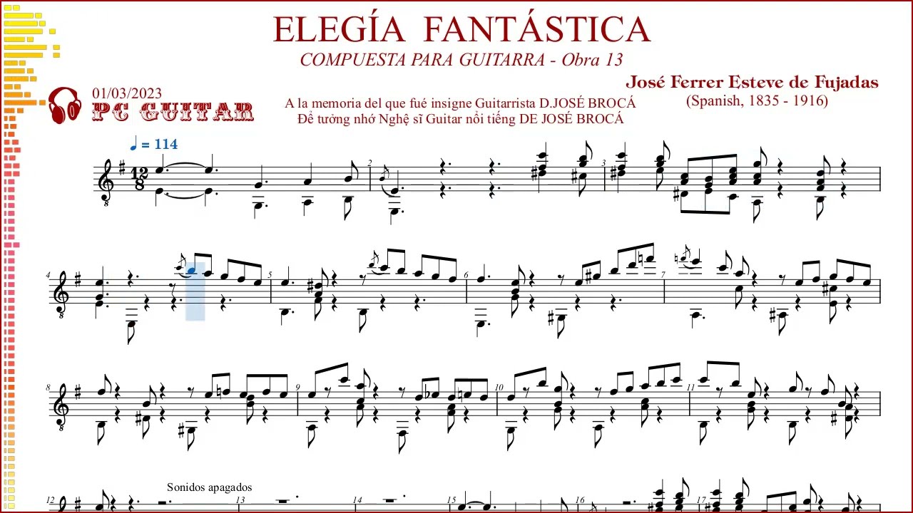 Ferrer, Op.13 Elegía Fantástica, guitar