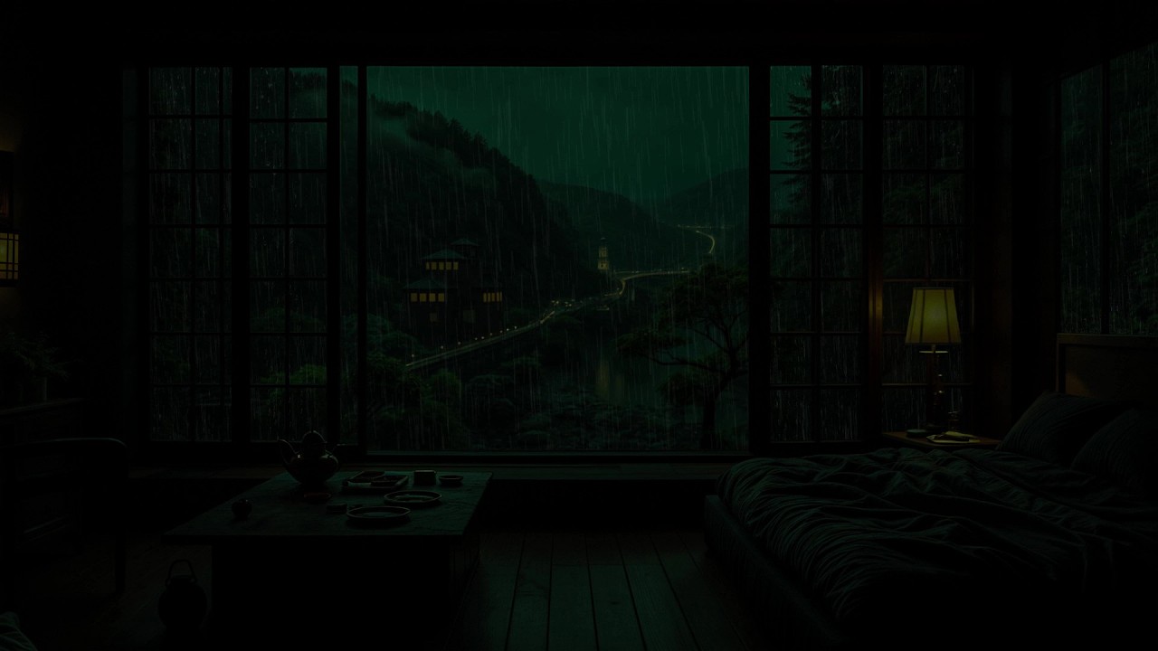 Heavy Spring Rain at a Cozy Cabin 🌧 (No Ads) | Dark Bedroom Ambience for Deep Sleep