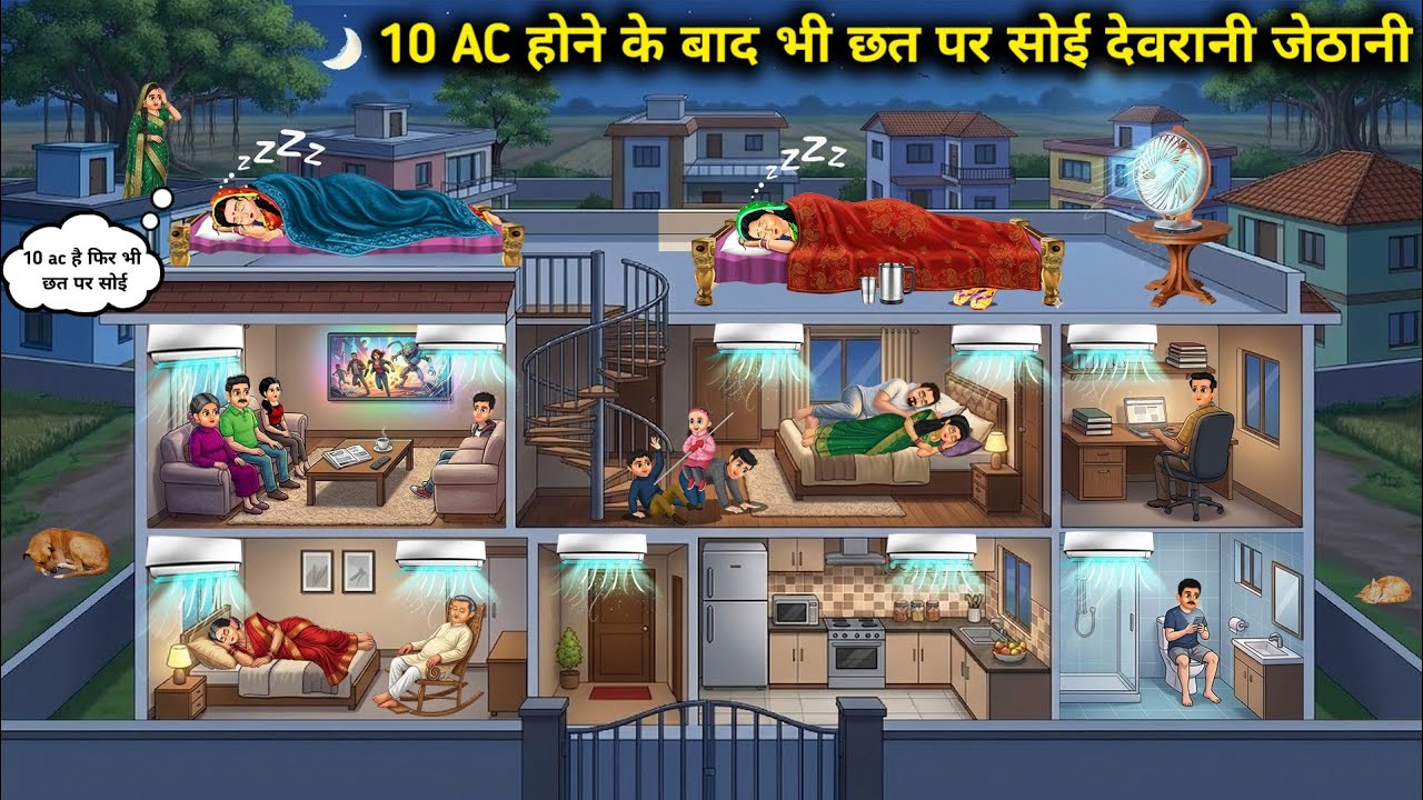 10 AC होने के बाद भी छत पर सोई देवरानी जेठानी | Despite Having 10 ACs, The Sister-in-law And Sister.