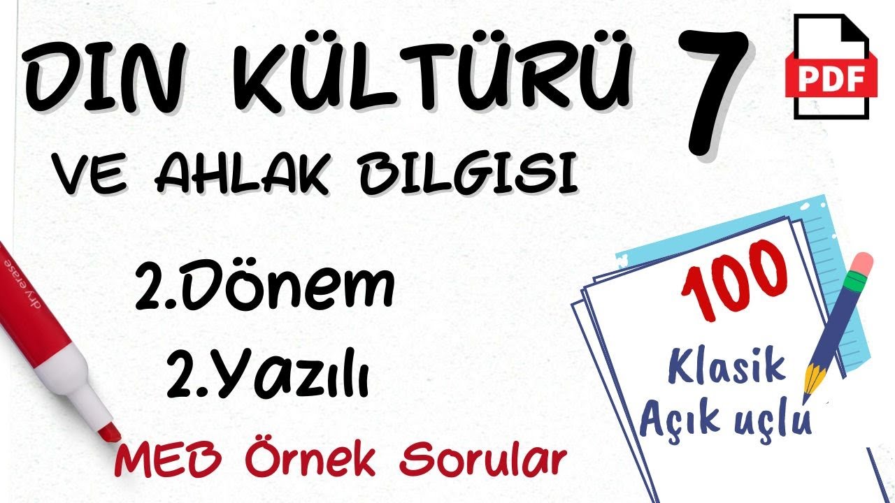 Din Kültürü ve Ahlak Bilgisi 7.Sınıf 2. Dönem 2. Yazılı MEB Örnek Sorular MEB Senaryo 1 ve 2 Din 7