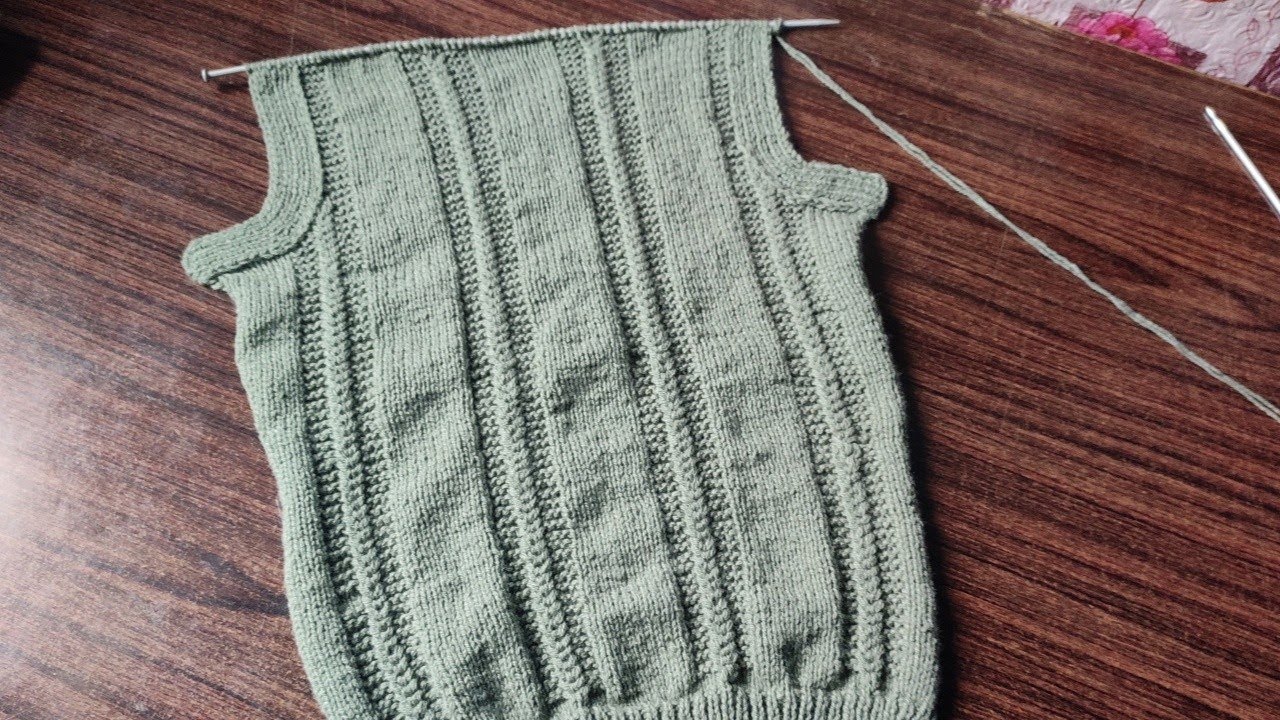 knitting shape of Armhole with border for gents half sweater, ladies half cardigan, jacket, blouse.