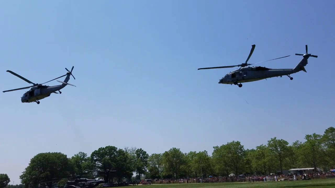 CH-53 Sea Stallions, MH-60 Seahawks, and V-22 Osprey Landing at Eisenhower Park, NY