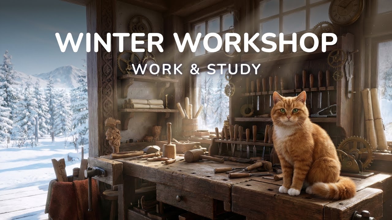 Cozy Winter Workshop 🪵 Woodworking Ambience & Lo-Fi for Focus