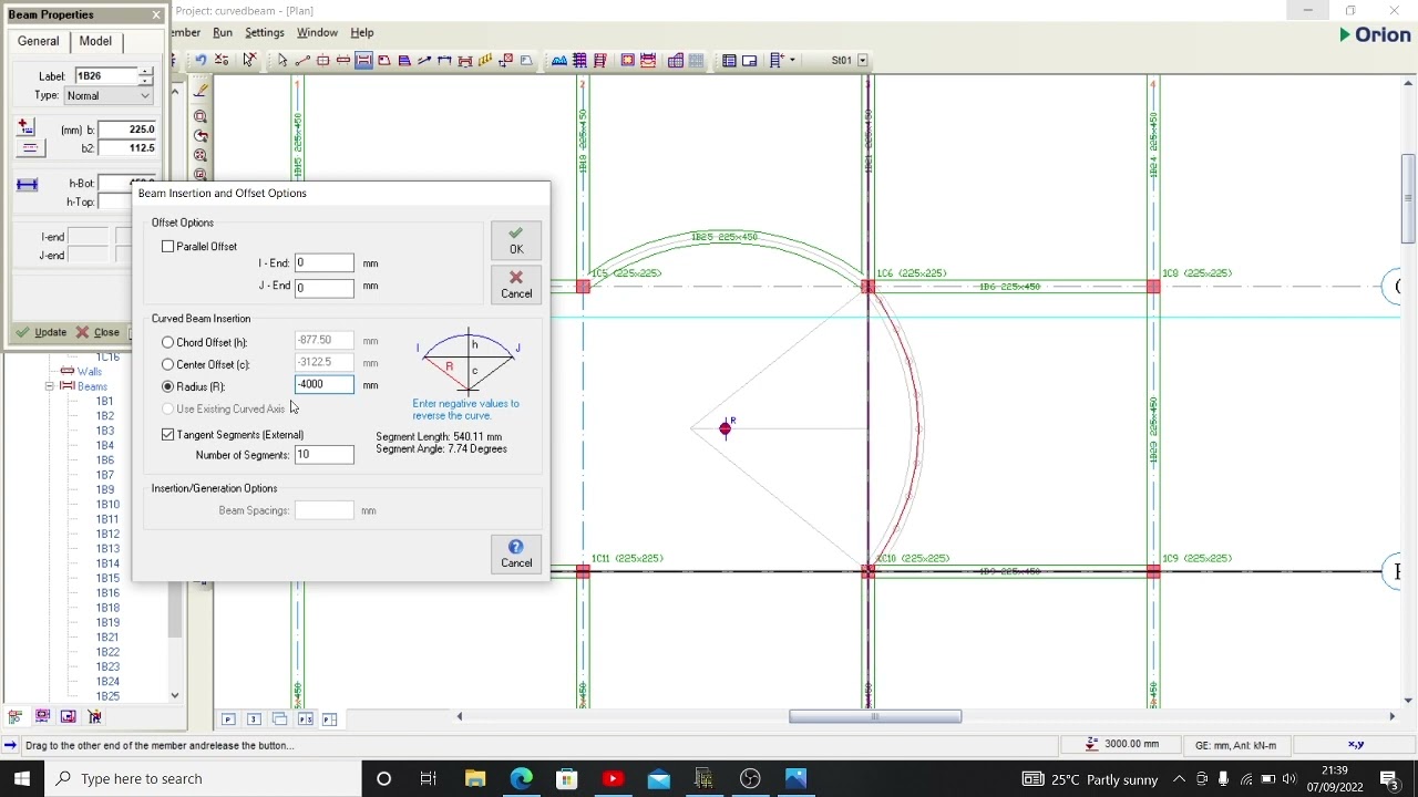 ORION TUTORIAL: HOW TO CREATE CURVED BEAMS AND CIRCULAR BEAMS