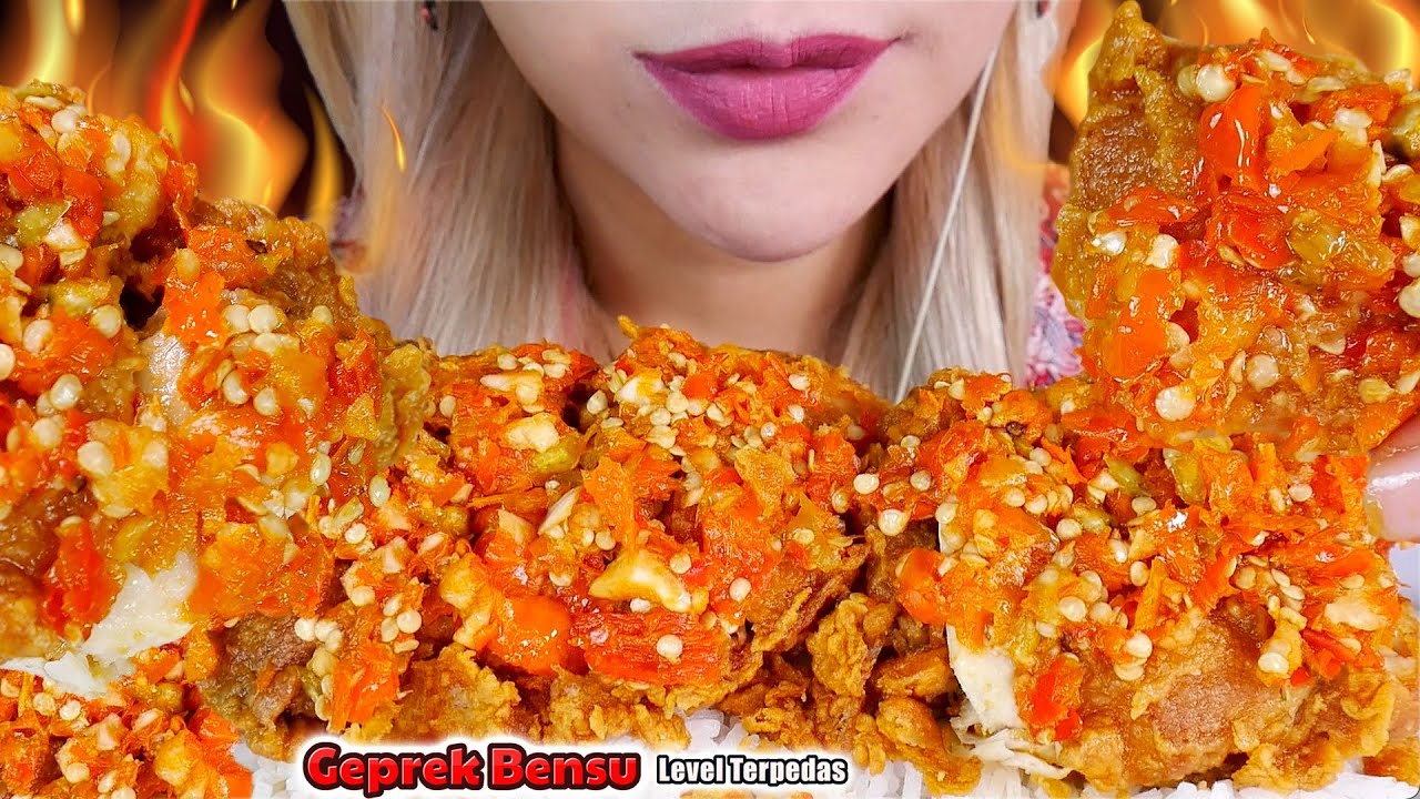 LEVEL TERPEDAS‼️ ASMR AYAM GEPREK BENSU SAMBAL ORIGINAL💥😋 SPICY CRUSHED FRIED CHICKEN🌶