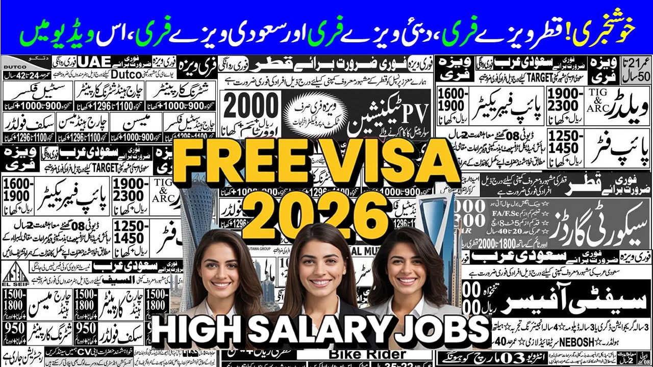 Free Work Visas 2026 for Pakistanis | Qatar, UAE & Saudi Arabia Urgent Hiring – High Salary Jobs