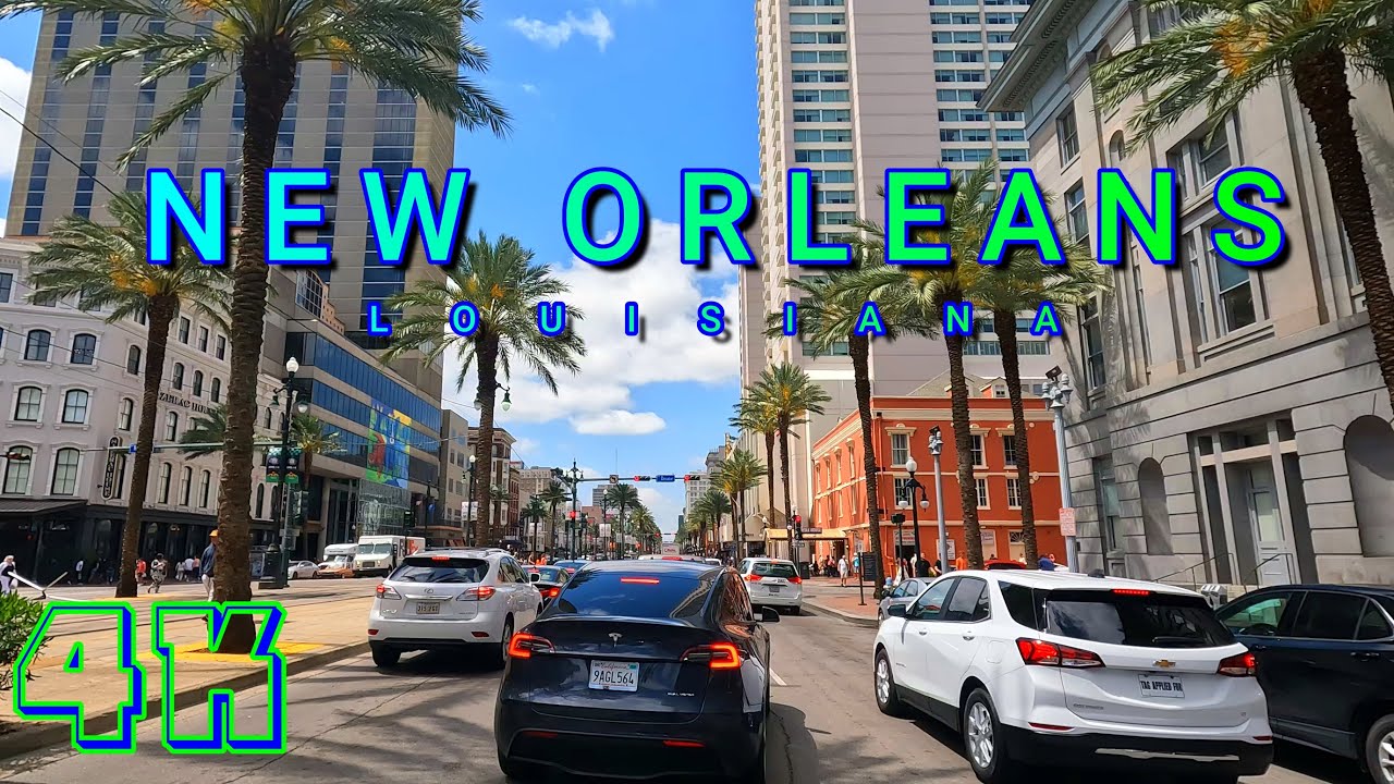 New Orleans Drive on a Cloudy Day Part 1/3, Louisiana USA 4K- UHD