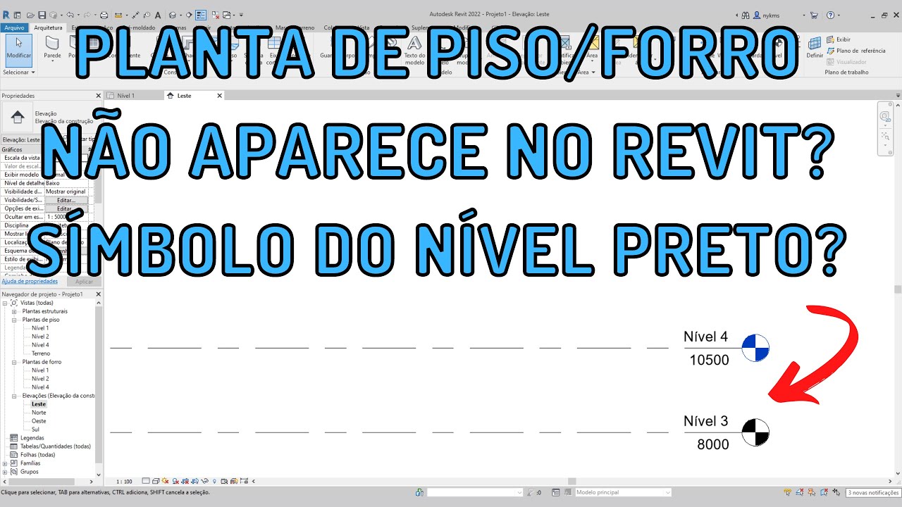 Planta de PISO /  FORRO não aparece no REVIT - SÍMBOLO DO NÍVEL ESTÁ PRETO - 2022