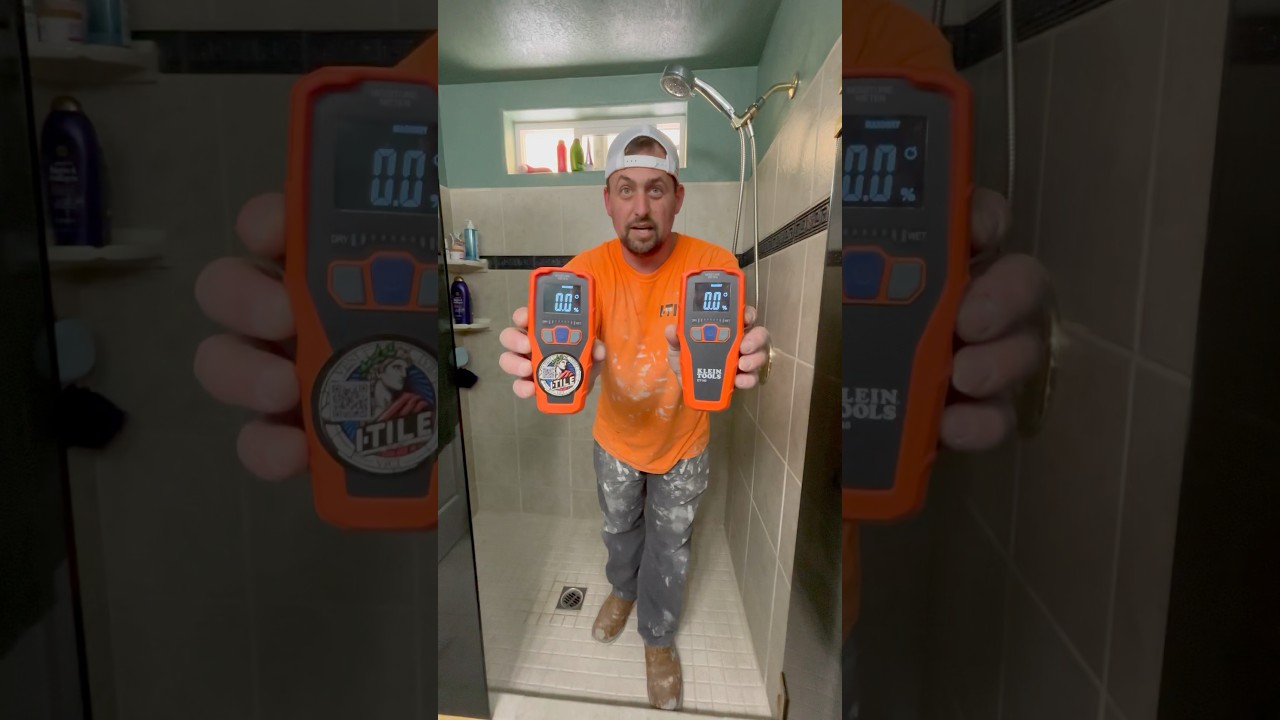 I-TILE Pinless moisture meter test will this shower pass or fail? #diy #diybathroom #shorts #short