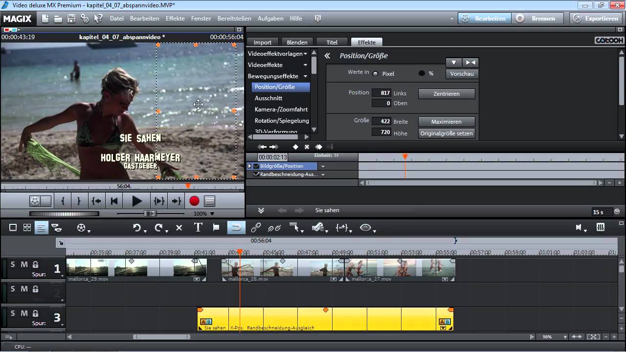 Einen Abspann mit integrierten Videos erzeugen - MAGIX Video deluxe MX