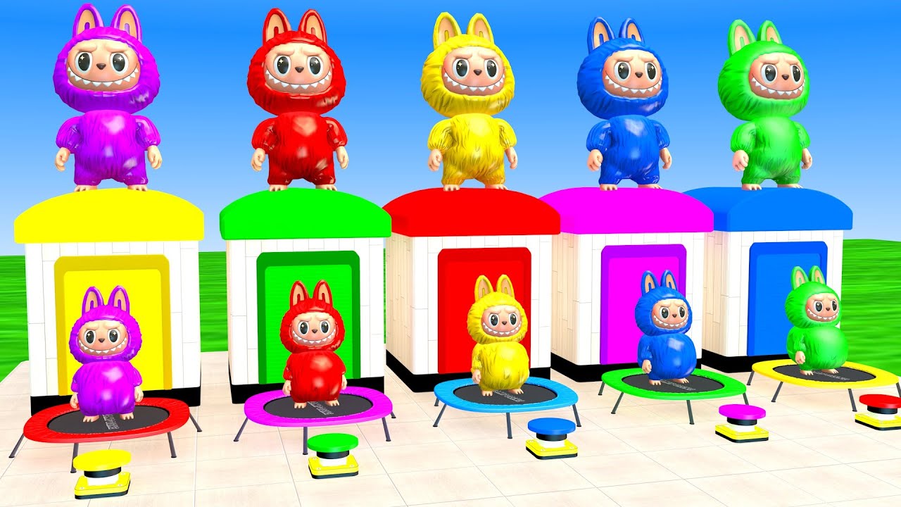 Long Slide Game With Labubu Mokoko Zimomo Pato Pippo Bayby Three 3d Animal Game Funny 3d Animals