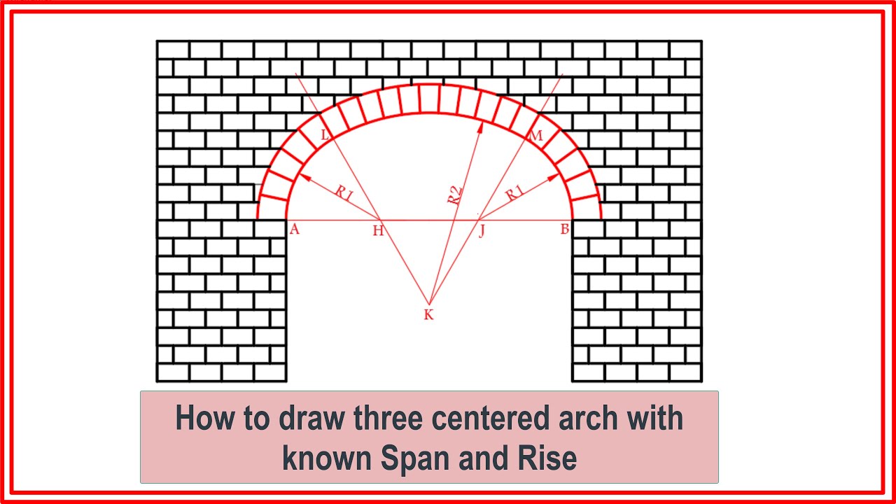 Draw three centered arch with known span and rise
