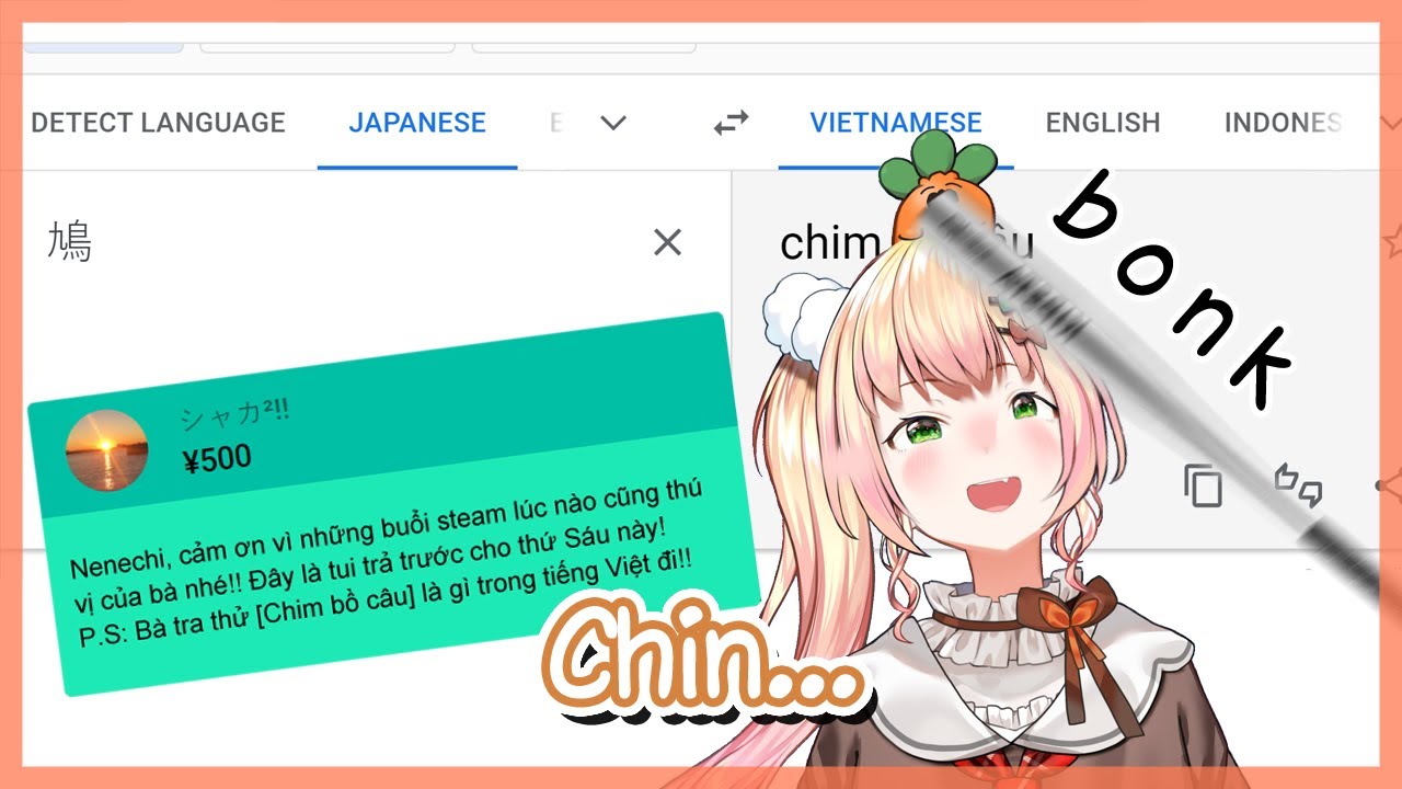[Hololive Vietsub] Nene, [Chim bồ câu] trong tiếng Việt là gì?
