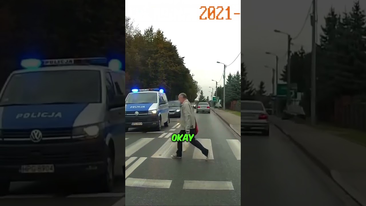 Reckless Driver Hits Pedestrian in Front of Police Van 🚨👀