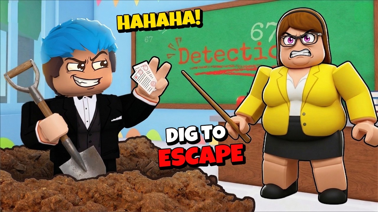 NAG HUKAY AKO HABANG TULOG ANG TEACHER | Roblox | Dig to Escape School
