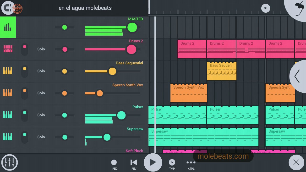 Making reaggeton beat on fl studio mobile #molebeats