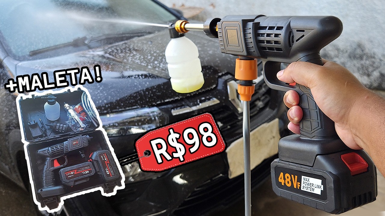 Pistola Lavadora de Alta Pressão Portátil! É boa? Lava Mesmo? R$99 😯