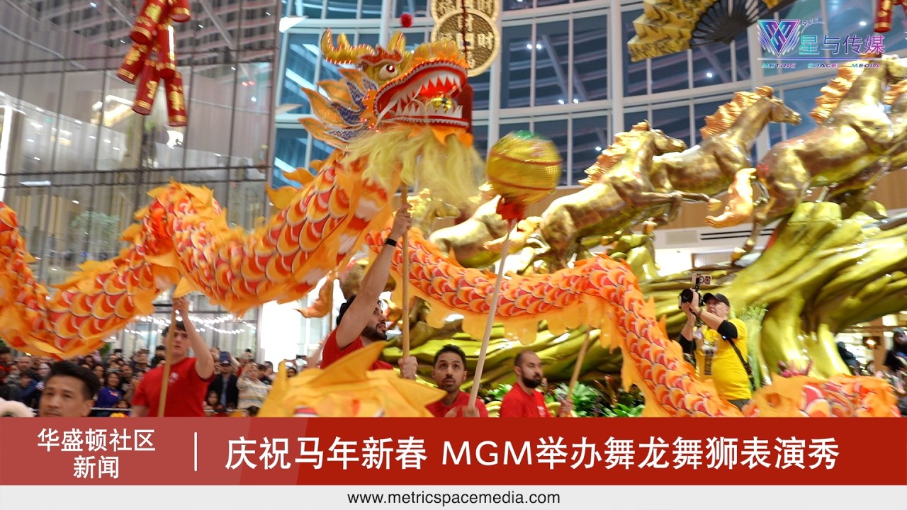 美高梅门前舞龙舞狮贺新春 鼓乐震天共庆佳节喜迎新岁