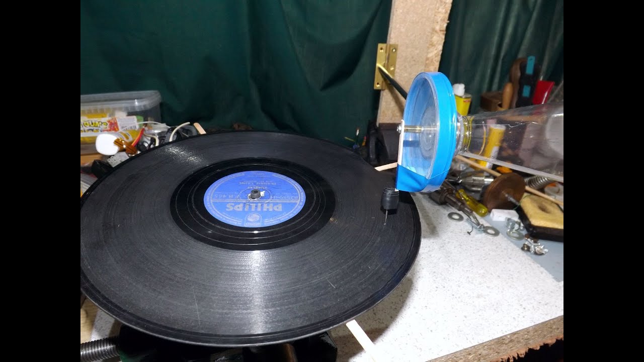 Improved Homemade hand cranked gramophone