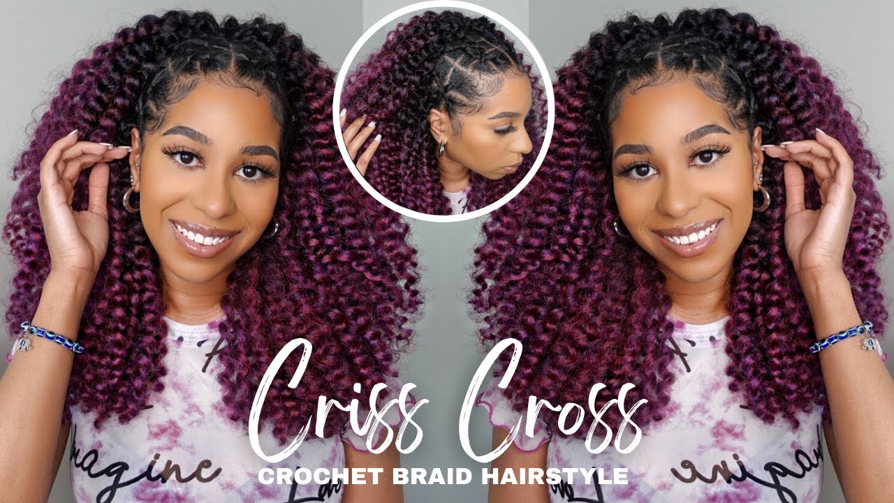 CRISS CROSS HAIRSTYLE WITH CROCHET HAIR | STEP BY STEP | BEGINNER FRIENDLY