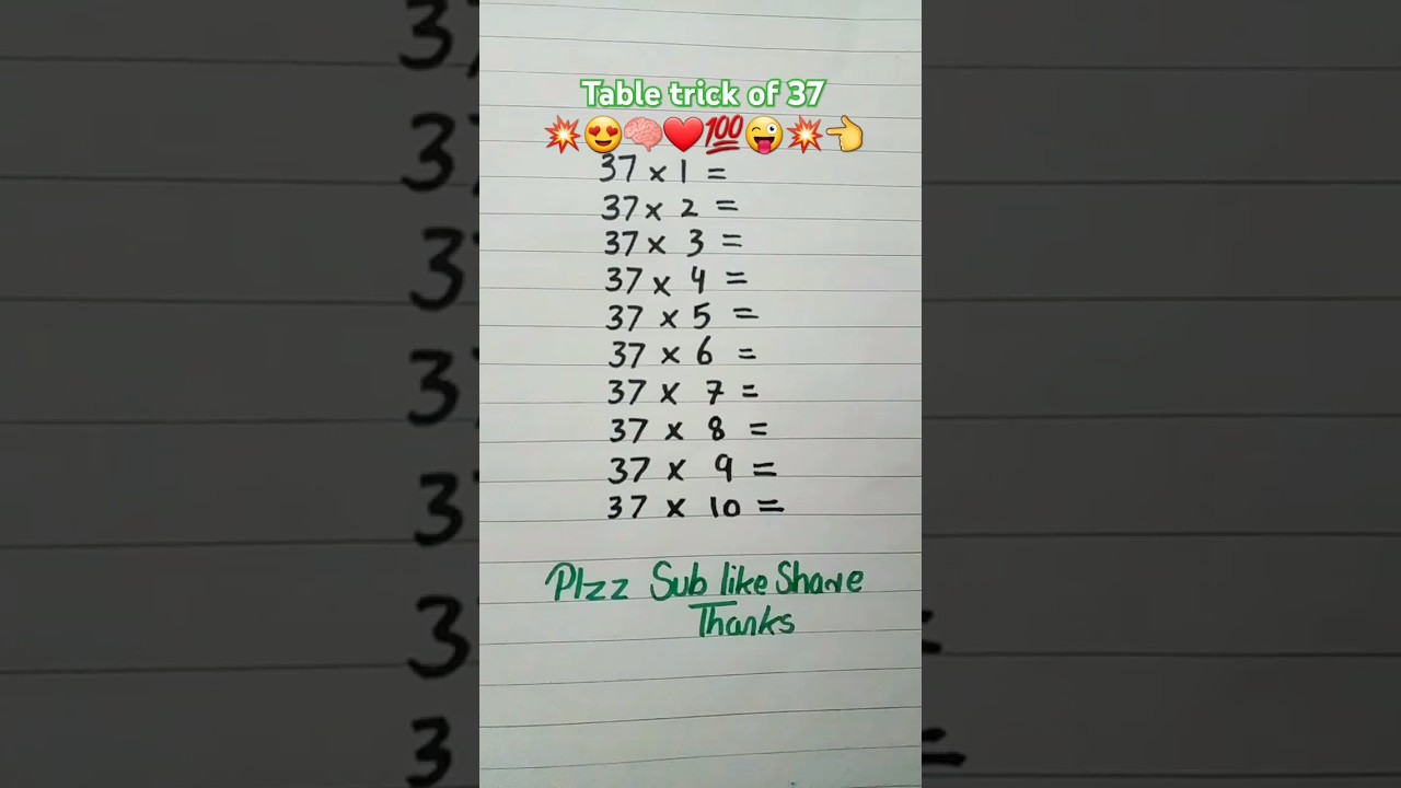 Multiplication table trick of 37💥🧠❤💯😍 #maths #multiplication #table #mathstricks #shorts #foryou