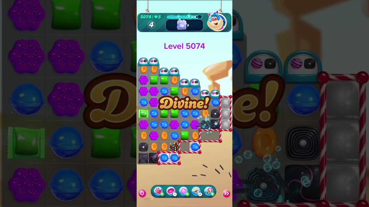 Candy Crush Saga level 5074 - Super Hard Level 2 with FREE Boosters & 10 Gold Bars | High Speed
