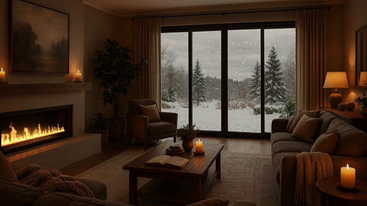 Heavy Blizzard & Cozy Fireplace Sounds at Silverwood Lodge ❄️ 10 HRS for Deep Sleep & Relaxation 4K