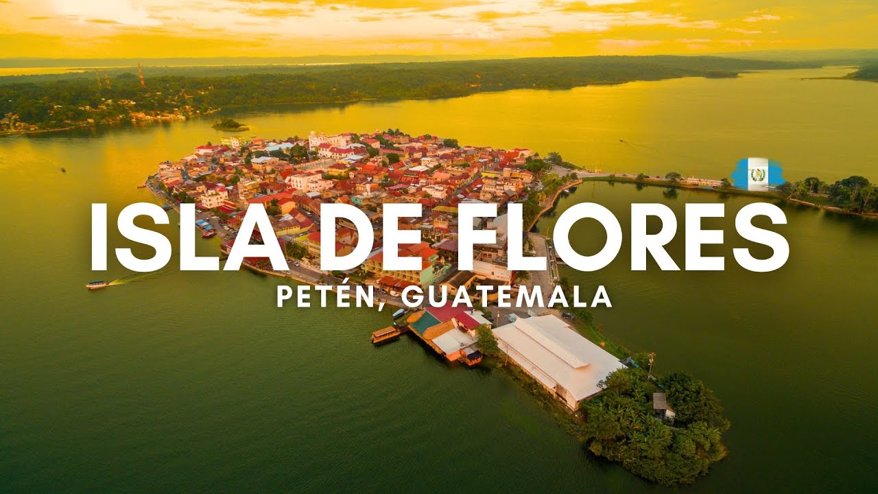 ISLA DE FLORES, Lago Petén Itzá, Guatemala🇬🇹​ Vista aérea con dron 4K🚁