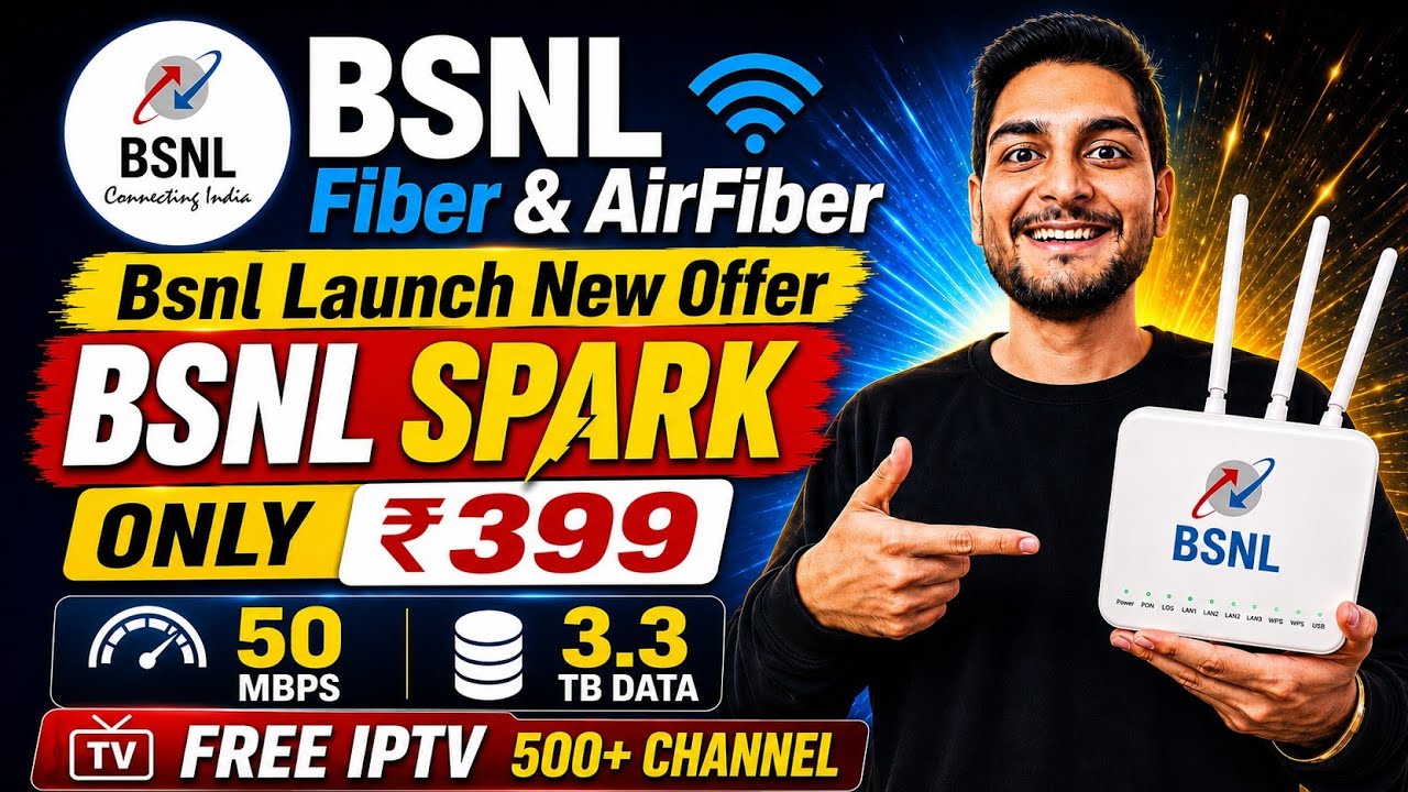 Bsnl Fiber & Airfiber New Offer | ₹399 With 50Mbps Speed 3.3TB Data | Online Booking 