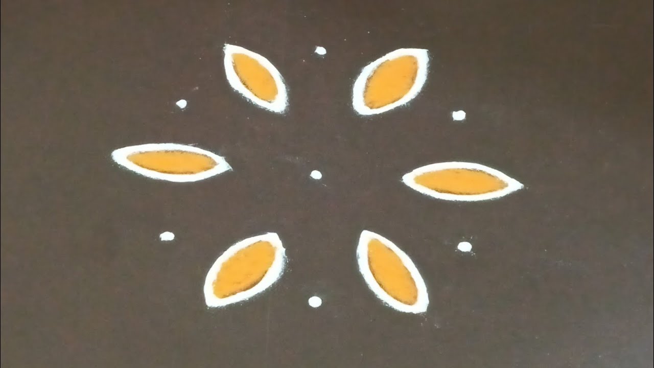 Easy rangoli design for beginners / simple daily basis kolam / 5×3 dots kolam