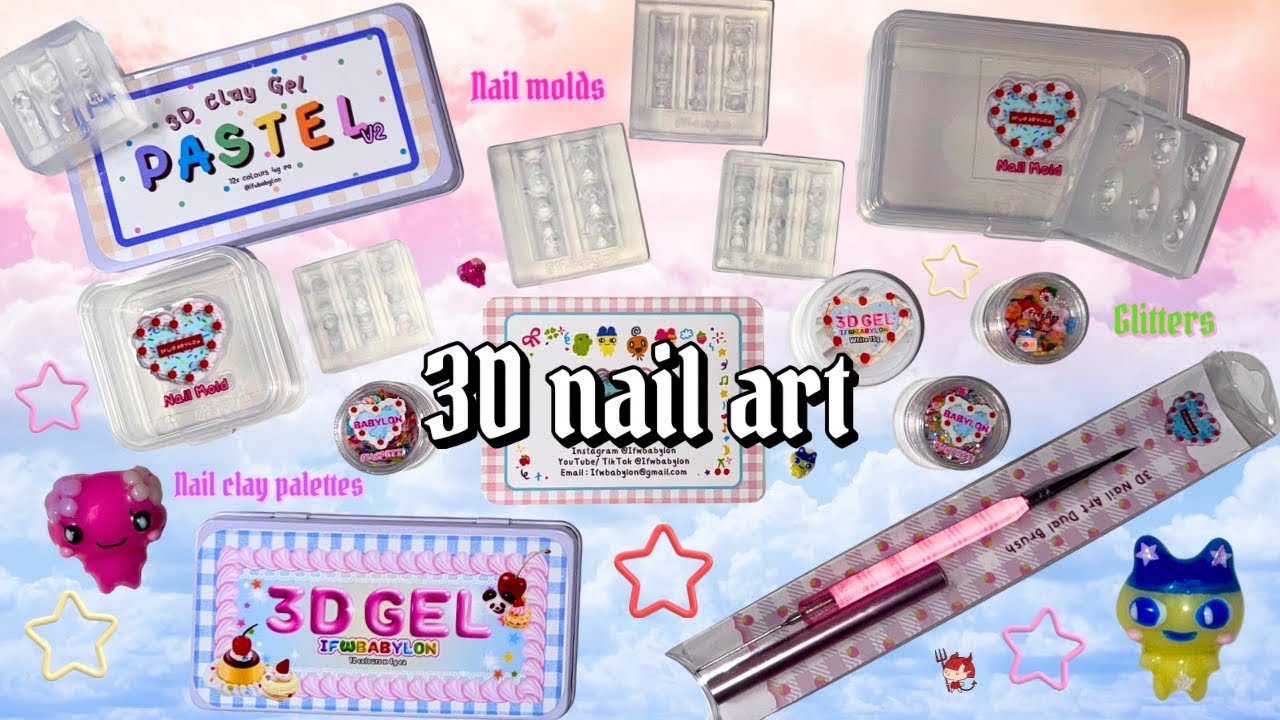 ⋆⭐︎🧸Easy 3D nail charms!🎀⭐︎⋆🫧Trying an indie nail brand, the cutest nail molds EVER & 3D nail gel!♡🍒