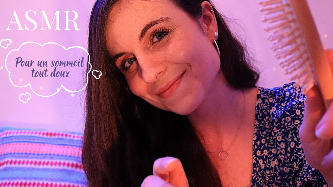 ASMR FRANCAIS 🌙 - Je t'aide à t'endormir 💤 (Hair brushing, scalp massage, face brushing, creme, ...)