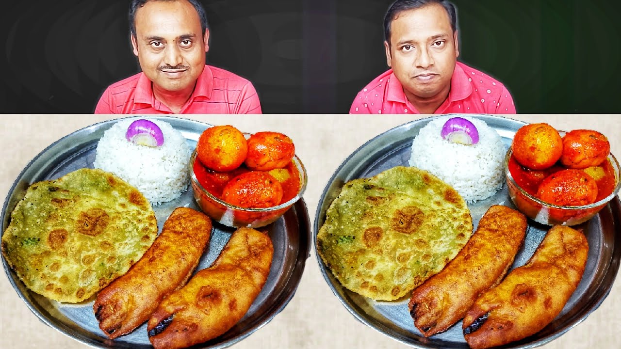 MASALA EGG CURRY PAKORA RICE EATING CHALLENGE // food family & more 