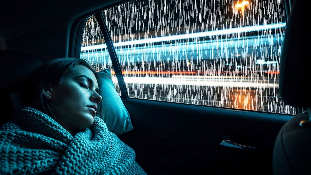 Fall Into Deep Sleep with Rain and Thunder on Car in Dark Ancient Forest