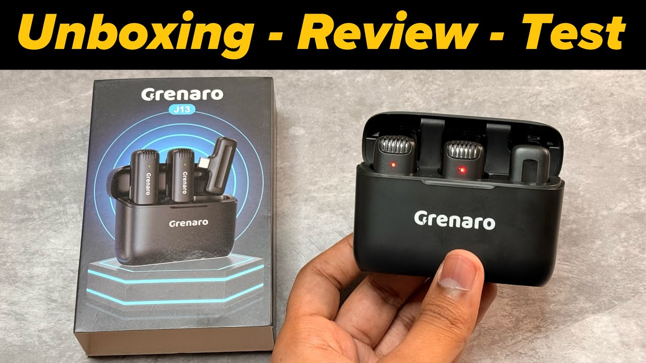 Grenaro J13 Wireless Microphone Unboxing & Review | How to Use, Connect to Phone iPhone, Noise Test