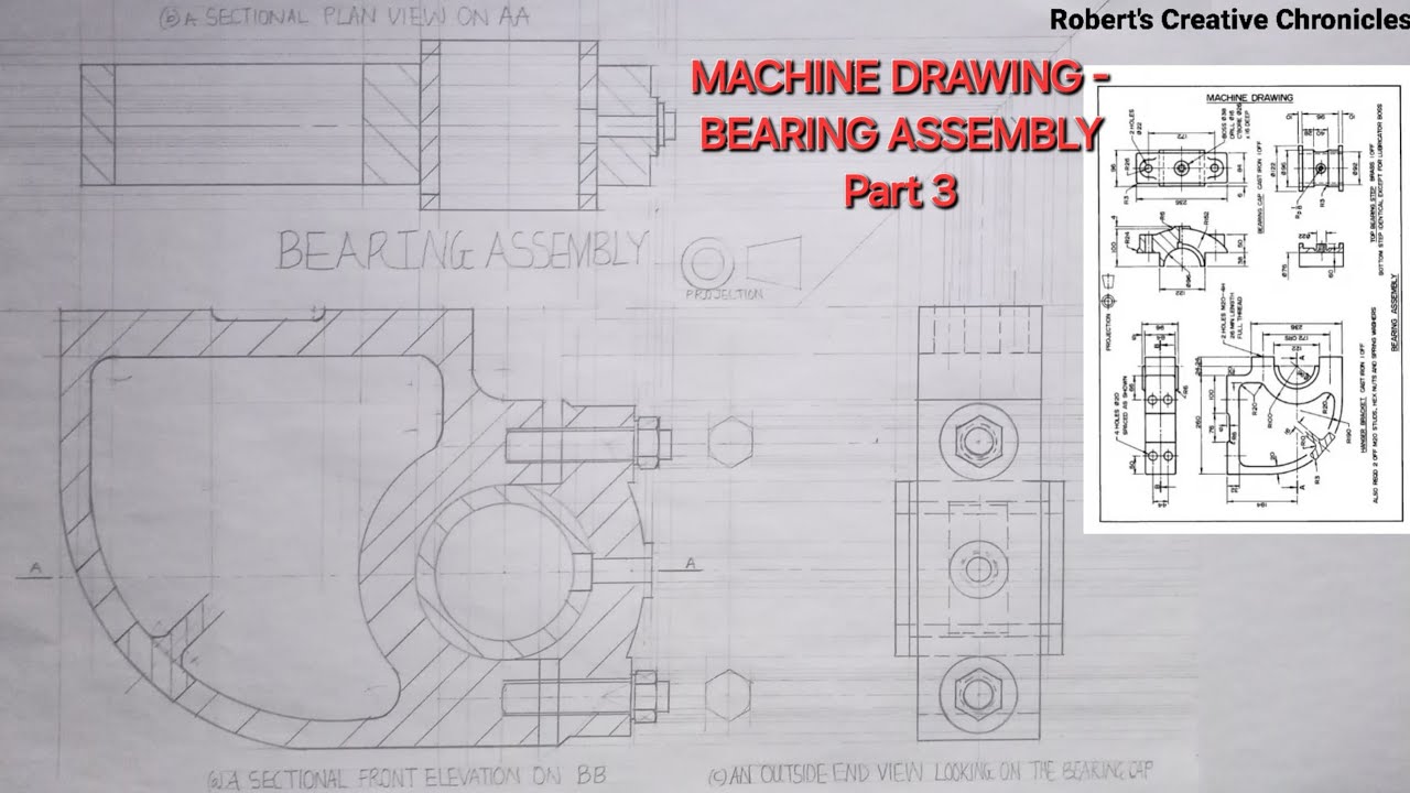 Machine Drawing - Bearing Assembly Part 3