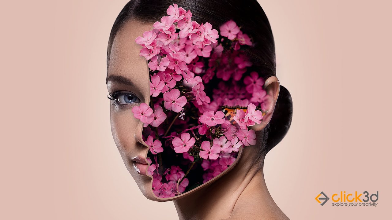 Floral Face Effect - Photo Manipulation Tutorial - Click3d