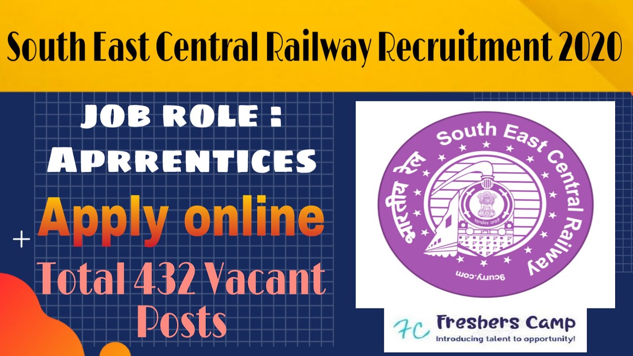 South East Central Railway Recruitment 2020 | Apprentices | Freshers | 432 Posts | Apply Online