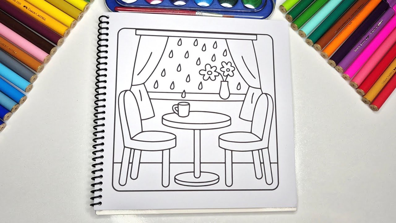 👉 ASMR Coloring a Cozy Rainy Room ☔🪟 | Cute & Relaxing Coloring for Stress Relief