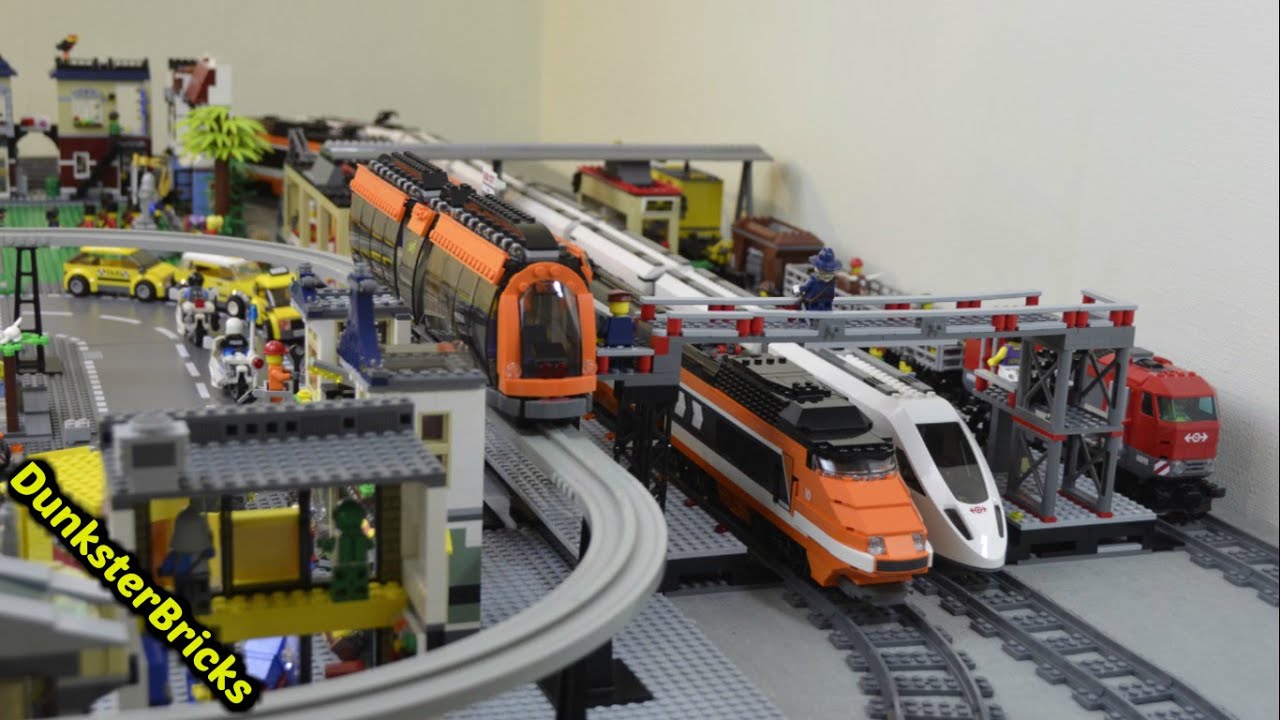 LEGO Train Track Layout with 7 Foot MOC Bridge, Big Station and Custom Monorail!