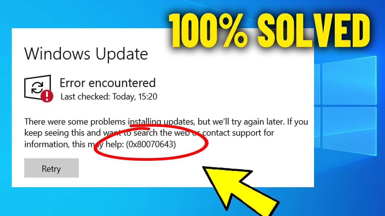 Как решить Ошибка 0x80070643 Обновить в Windows 10 ✅