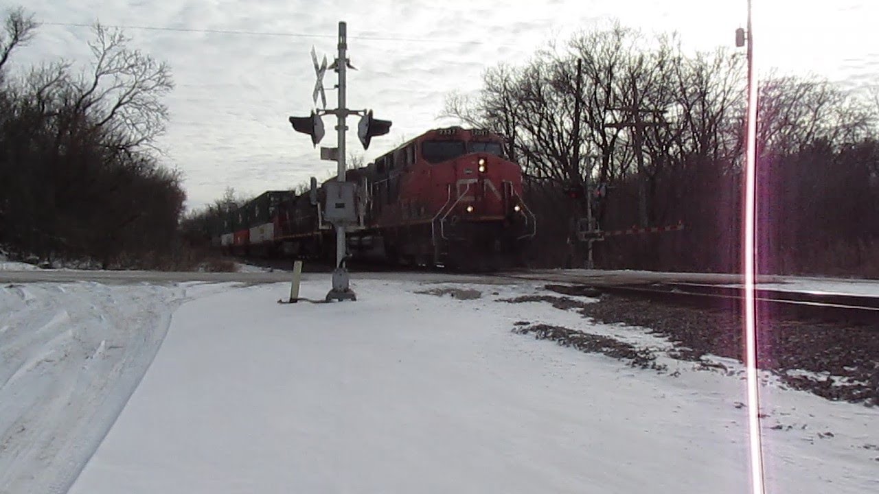 Canadian National Northbound stack train on the Waukesha sub on 1/4/2026