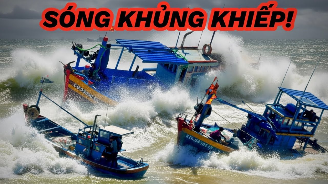 Thót Tim! Sóng Dựng Đứng Đánh Thẳng Vào Ghe Rập Ốc Ngoài Cửa Biển La Gi – Nghiêng Muốn Lật!