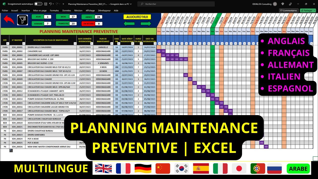 Maintenance Préventive sur Excel | Gestion Maintenance Préventive sur Excel | Planning Maintenance