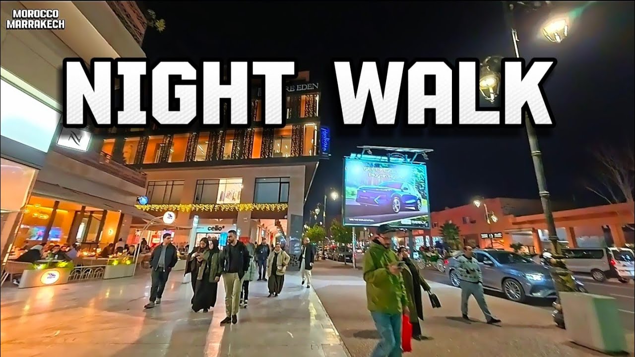Relaxing Night Walk in Morocco Marrakech | Pure Street Sounds | 4K POV