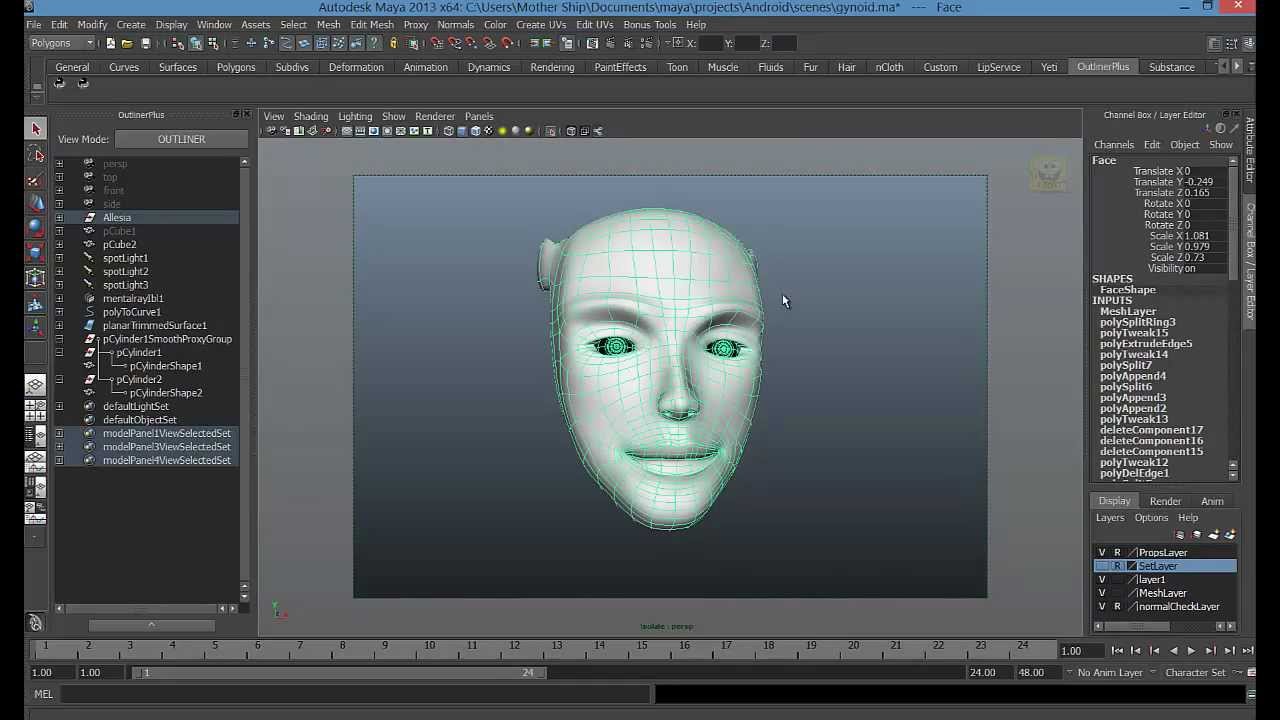 Digital Tutors-Modeling Female Androids in Maya, Time Lapse